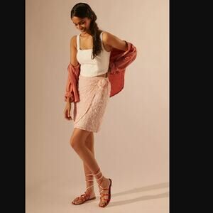 Cloth & Stone Pink-White Striped Mini Wrap Skirt - New - Medium